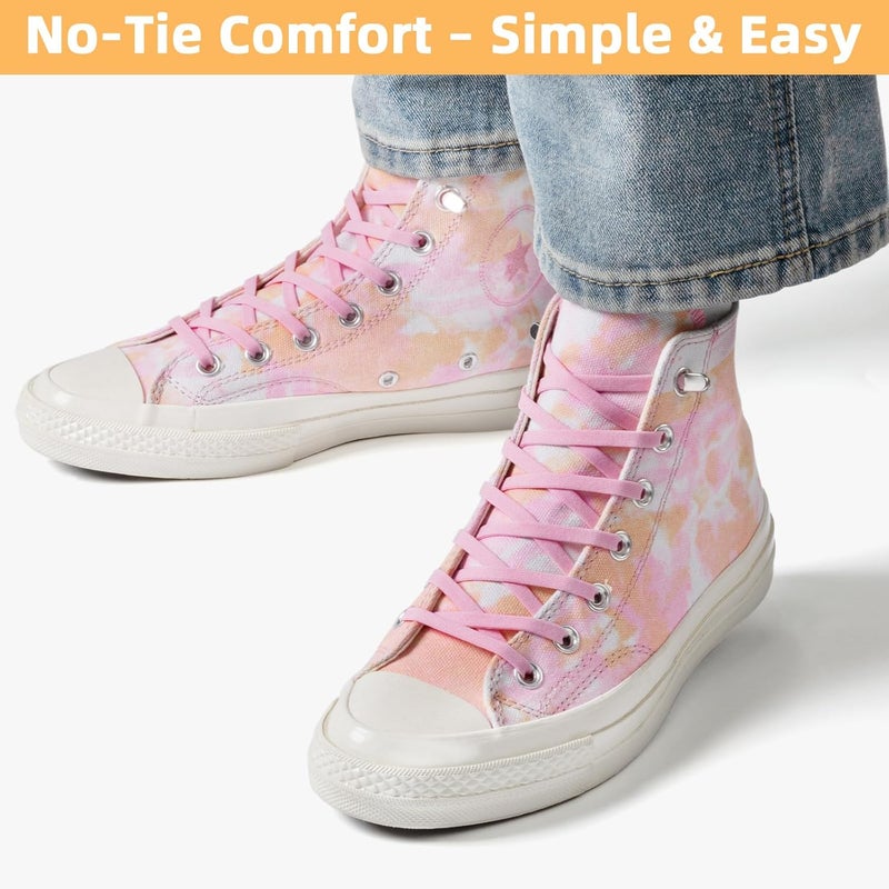 Stepace 2 Pairs Elastic No Tie Shoe Laces for Kids and Adults Sneakers, Stretch Flat Tieless Shoestrings - Image 2